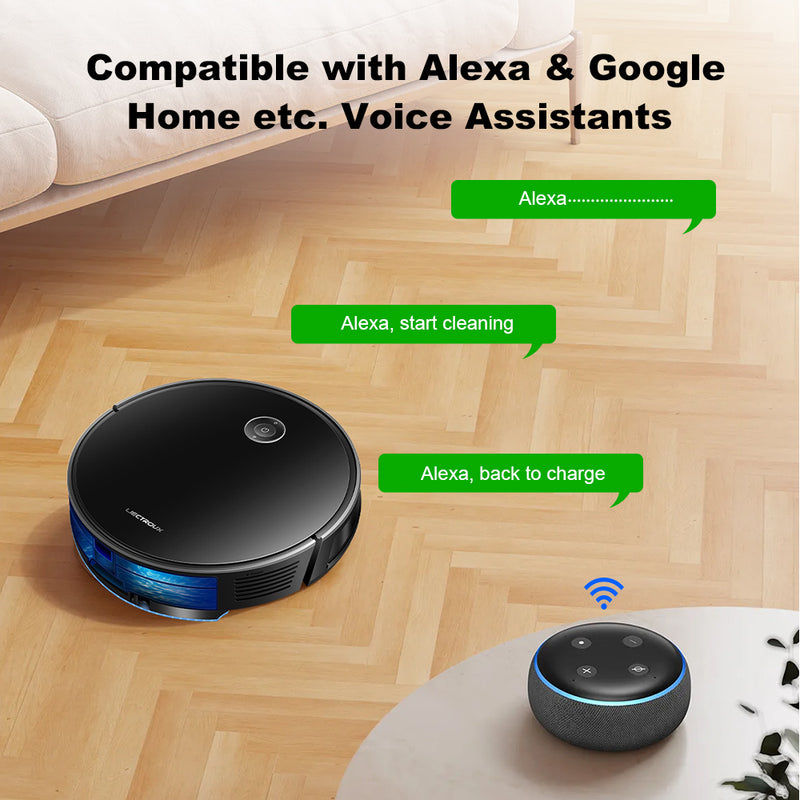 LIECTROUX C7 Robot Vacuum Cleaner and Wet Mop Combo,Smart Mapping,WiFi App And Remote Control,6Kpa Suction,Brushless Motor,Works With Alexa and Google Assistant,Ideal for Pet Hair,Carpet,Hard Floor