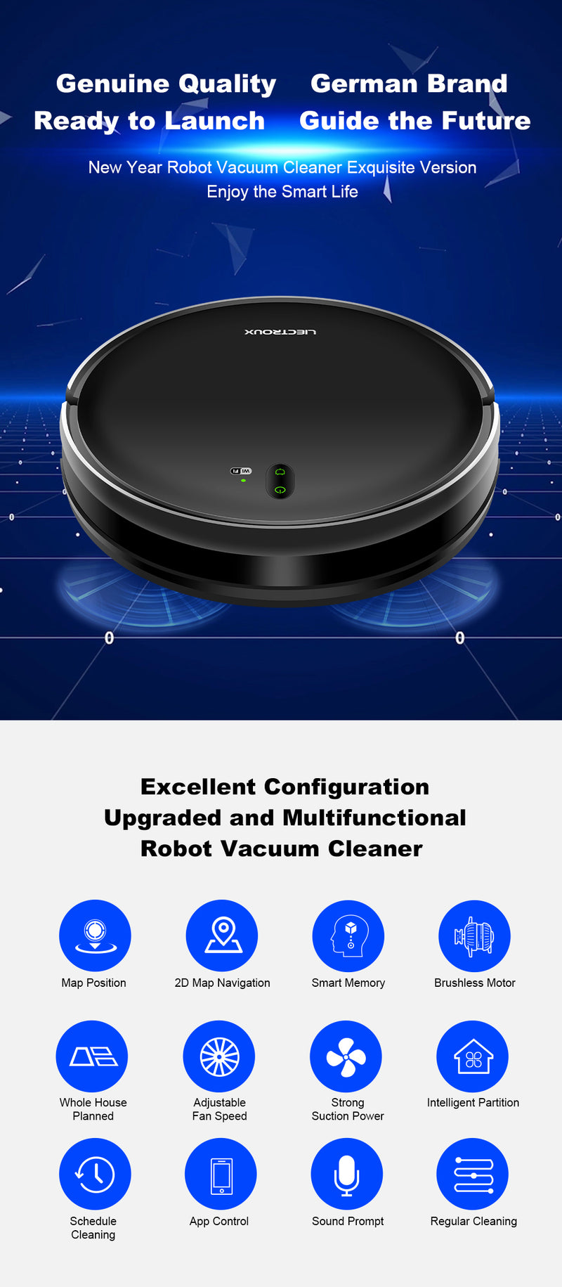 LIECTROUX L200 Robot Vacuum Cleaner & Wet Mop Combo,Smart Mapping