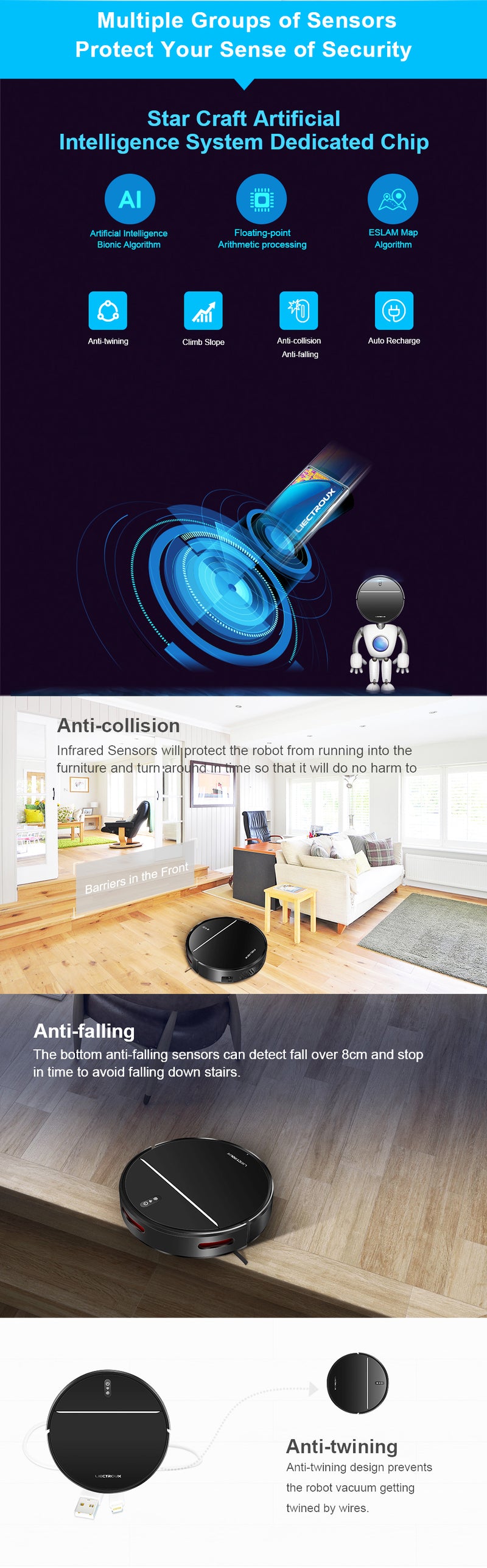 Liectroux IECTROUX M7S Pro Robot Vacuum Cleaner, Smart Dynamic Navigation,  WiFi/App/Alexa, with 200ML Water Tank can be Wet Mopping and Filter for